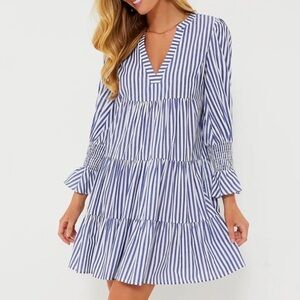POMANDER PLACE Blue and White Stripe Cotton Poplin Kenzo Dress